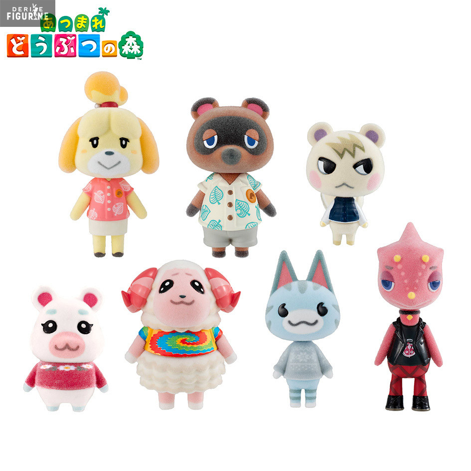 Pack 7 figurines Animal Crossing, Flocked Doll - Bandai