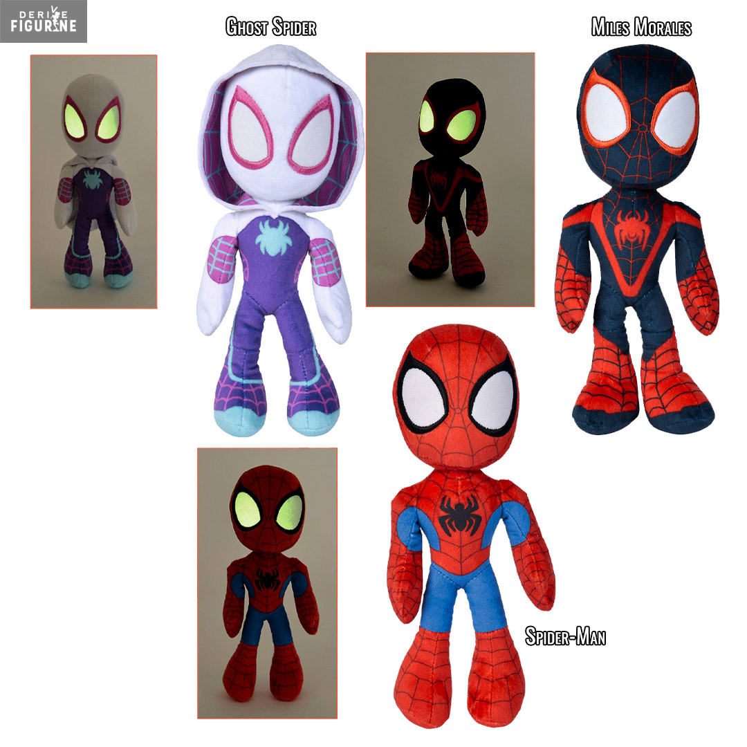 Plush Spider-Man, Miles Morales or Ghost Spider, Glow In The Dark Eyes -  Marvel - Simba