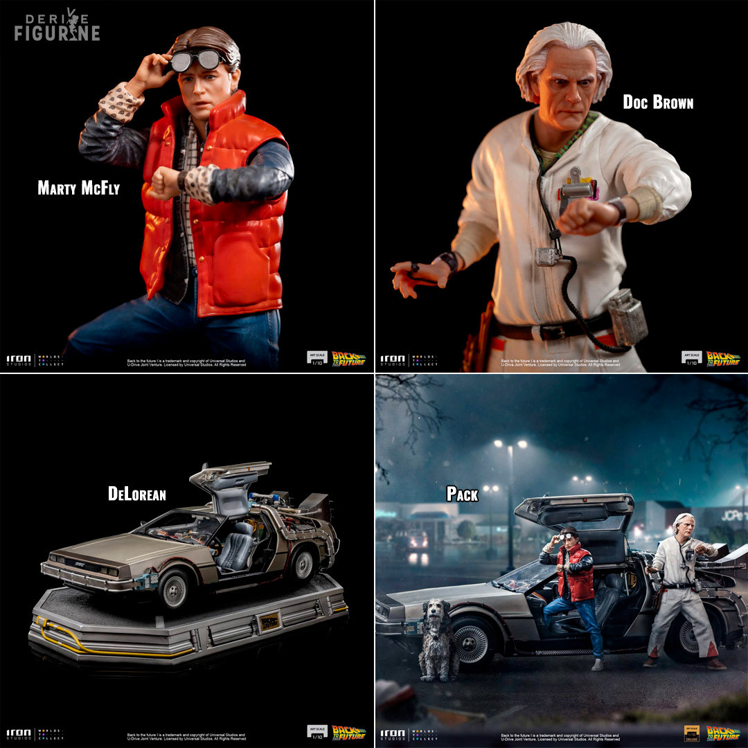 Figurine Doc Brown, Marty McFly, DeLorean ou Pack, Art Scale - Retour vers  le Futur - Iron Studios