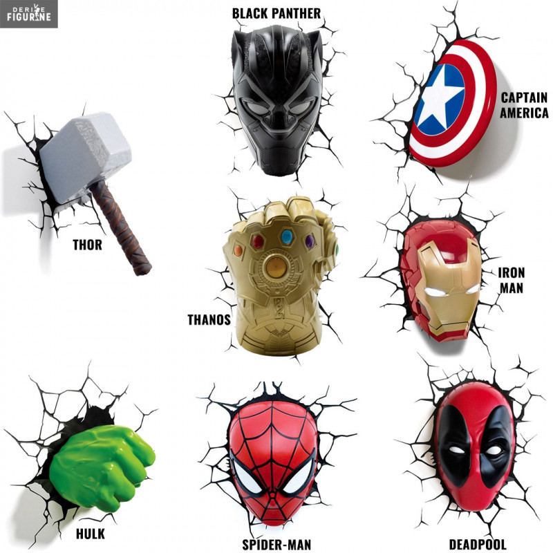 Lampe Thanos, Hulk, Black Panther, Thor, Captain America, Deadpool, Iron  Man ou Spider-Man - Marvel - 3D Light FX