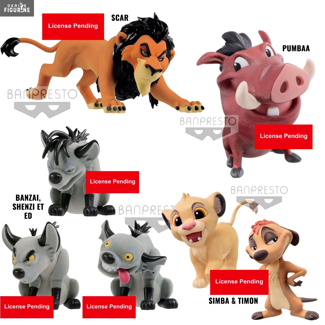Figurine Scar, Pumbaa, Simba & Timon ou Banzai, Shenzi & Ed, Fluffy Puffy -  Disney, Le roi lion - Banpresto