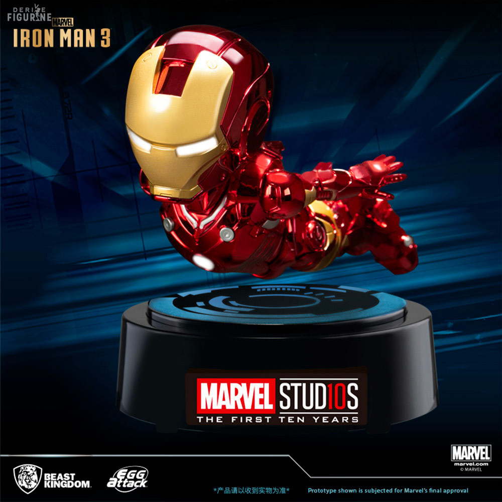 Figurine diorama lumineux Iron Man Mark III The First Ten Years Edition,  Chrome flottant, Egg Attack - Marvel - Beast Kingdom